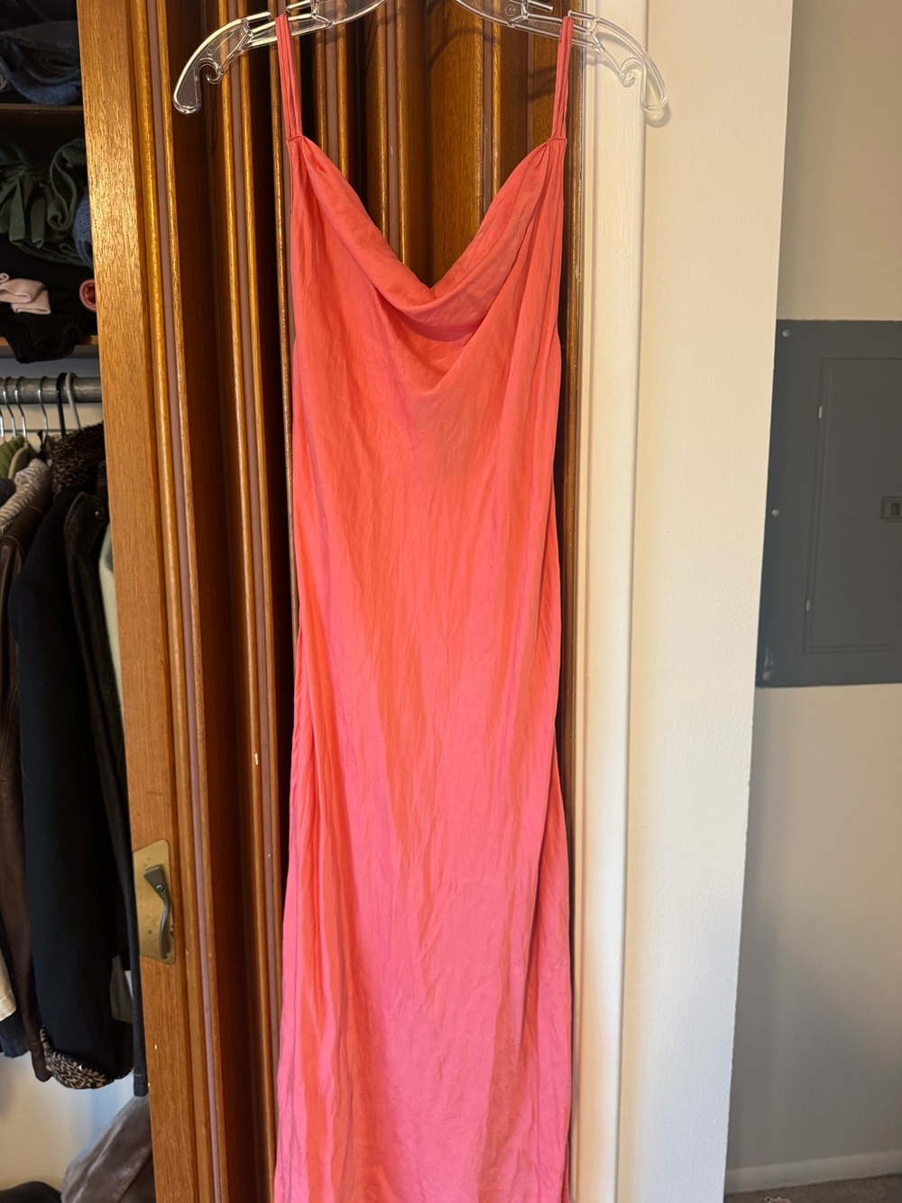 august silk Coral Cowl Slip Maxi Dress